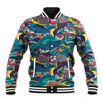 Japan Koinobori Baseball Jacket Japanese Koi Flag Waves Pattern