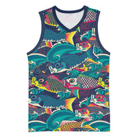 Japan Koinobori Basketball Jersey Japanese Koi Flag Waves Pattern
