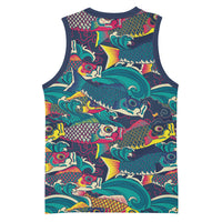 Japan Koinobori Basketball Jersey Japanese Koi Flag Waves Pattern