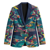 Japan Koinobori Blazer Japanese Koi Flag Waves Pattern