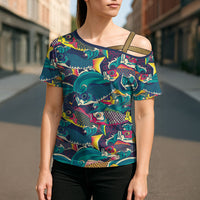 Japan Koinobori Cross Shoulder Shirt Japanese Koi Flag Waves Pattern