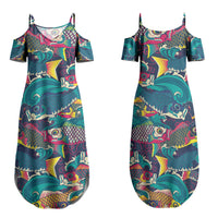 Japan Koinobori Family Matching Summer Maxi Dress and Hawaiian Shirt Japanese Koi Flag Waves Pattern