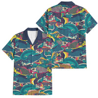 Japan Koinobori Family Matching Summer Maxi Dress and Hawaiian Shirt Japanese Koi Flag Waves Pattern