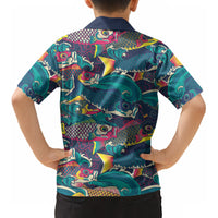 Japan Koinobori Kid Hawaiian Shirt Japanese Koi Flag Waves Pattern