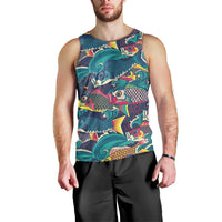 Japan Koinobori Men Tank Top Japanese Koi Flag Waves Pattern