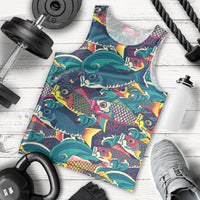 Japan Koinobori Men Tank Top Japanese Koi Flag Waves Pattern
