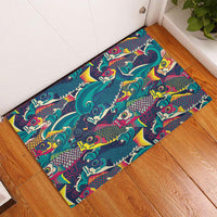 Japan Koinobori Rubber Doormat Japanese Koi Flag Waves Pattern