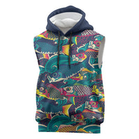 Japan Koinobori Sleeveless Hoodie Japanese Koi Flag Waves Pattern