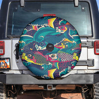 Japan Koinobori Spare Tire Cover Japanese Koi Flag Waves Pattern