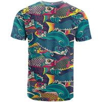 Japan Koinobori T Shirt Japanese Koi Flag Waves Pattern