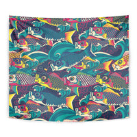Japan Koinobori Tapestry Japanese Koi Flag Waves Pattern
