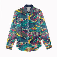 Japan Koinobori Women Casual Shirt Japanese Koi Flag Waves Pattern