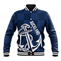 New Zealand Auckland Football Custom Baseball Jacket Navy Blue City Anchor Sky Tower Symbol LT14 Unisex Navy Blue - Polynesian Pride