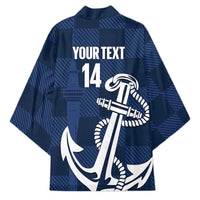New Zealand Auckland Football Custom Kimono Navy Blue City Anchor Sky Tower Symbol LT14 - Polynesian Pride