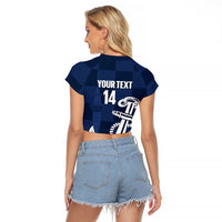 New Zealand Auckland Football Custom Raglan Cropped T Shirt Navy Blue City Anchor Sky Tower Symbol LT14 - Polynesian Pride