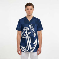 New Zealand Auckland Football Custom Scrub Top Navy Blue City Anchor Sky Tower Symbol LT14 - Polynesian Pride