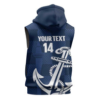 New Zealand Auckland Football Custom Sleeveless Hoodie Navy Blue City Anchor Sky Tower Symbol LT14 - Polynesian Pride