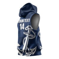 New Zealand Auckland Football Custom Sleeveless Hoodie Navy Blue City Anchor Sky Tower Symbol LT14 - Polynesian Pride