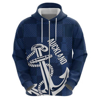 New Zealand Auckland Football Custom Zip Hoodie Navy Blue City Anchor Sky Tower Symbol LT14 - Polynesian Pride