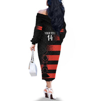 Custom New Caledonia Football Family Matching Off The Shoulder Long Sleeve Dress and Hawaiian Shirt Allez Les Cagous Polynesian Pattern