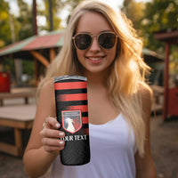 Custom New Caledonia Football Skinny Tumbler Allez Les Cagous Polynesian Pattern