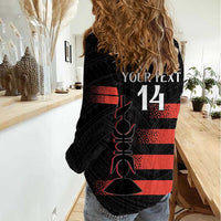 Custom New Caledonia Football Women Casual Shirt Allez Les Cagous Polynesian Pattern