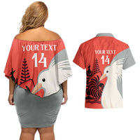 Custom Nouvelle-Caledonie Football Couples Matching Off Shoulder Short Dress and Hawaiian Shirt Allez Les Cagous Simple Style