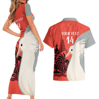 Custom Nouvelle-Caledonie Football Couples Matching Short Sleeve Bodycon Dress and Hawaiian Shirt Allez Les Cagous Simple Style