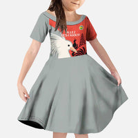 Custom Nouvelle-Caledonie Football Family Matching Long Sleeve Bodycon Dress and Hawaiian Shirt Allez Les Cagous Simple Style