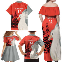 Custom Nouvelle-Caledonie Football Family Matching Off Shoulder Maxi Dress and Hawaiian Shirt Allez Les Cagous Simple Style