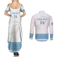 Custom Fiji Tapa Football Couples Matching Summer Maxi Dress and Long Sleeve Button Shirt Go Bula Boy!
