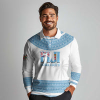 Custom Fiji Tapa Football Long Sleeve Polo Shirt Go Bula Boy!