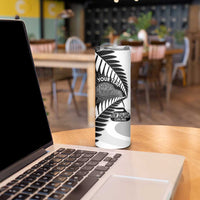 New Zealand Silver Fern Curling Personalised Skinny Tumbler Aotearoa Kiwi Ponga Black White Version LT14 - Polynesian Pride