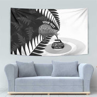 New Zealand Silver Fern Curling Personalised Tapestry Aotearoa Kiwi Ponga Black White Version - Polynesian Pride