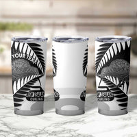 New Zealand Silver Fern Curling Personalised Tumbler Cup Aotearoa Kiwi Ponga Black White Version - Polynesian Pride