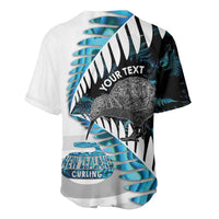 New Zealand Silver Fern Curling Personalised Baseball Jersey Aotearoa Kiwi Ponga Paua Shell Version - Polynesian Pride