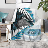 New Zealand Silver Fern Curling Personalised Blanket Aotearoa Kiwi Ponga Paua Shell Version - Polynesian Pride