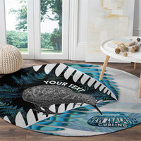New Zealand Silver Fern Curling Personalised Round Carpet Aotearoa Kiwi Ponga Paua Shell Version - Polynesian Pride