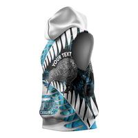 New Zealand Silver Fern Curling Personalised Sleeveless Hoodie Aotearoa Kiwi Ponga Paua Shell Version - Polynesian Pride