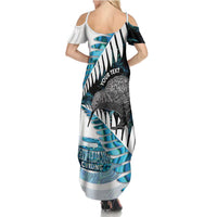 New Zealand Silver Fern Curling Personalised Summer Maxi Dress Aotearoa Kiwi Ponga Paua Shell Version - Polynesian Pride