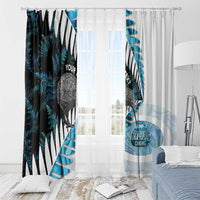 New Zealand Silver Fern Curling Personalised Window Curtain Aotearoa Kiwi Ponga Paua Shell Version - Polynesian Pride