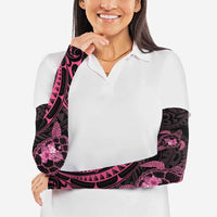 Pink Black Polynesia Floral Sea Turtle Arm Sleeves - Polynesian Pride