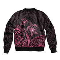 Pink Black Polynesia Floral Sea Turtle Bomber Jacket - Polynesian Pride