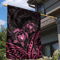 Pink Black Polynesia Floral Sea Turtle Garden Flag - Polynesian Pride