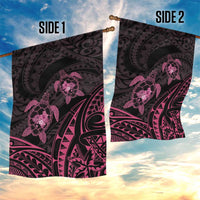 Pink Black Polynesia Floral Sea Turtle Garden Flag - Polynesian Pride