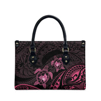Pink Black Polynesia Floral Sea Turtle Leather Bag - Polynesian Pride
