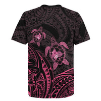 Pink Black Polynesia Floral Sea Turtle Rugby Jersey - Polynesian Pride