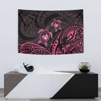 Pink Black Polynesia Floral Sea Turtle Tapestry - Polynesian Pride