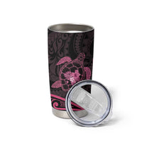 Pink Black Polynesia Floral Sea Turtle Tumbler Cup - Polynesian Pride