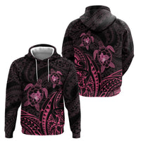 Pink Black Polynesia Floral Sea Turtle Zip Hoodie - Polynesian Pride